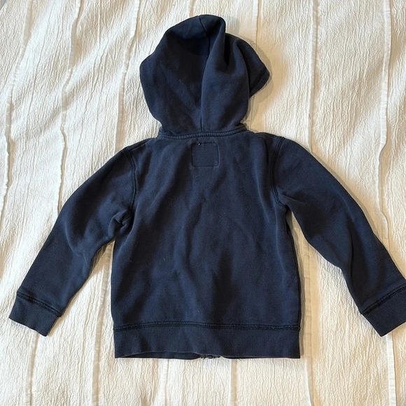 OshKosh B'gosh - Navy full zipped hoodie with pink/sparkle (slight) logo. Size 4 - Picture 4 of 4